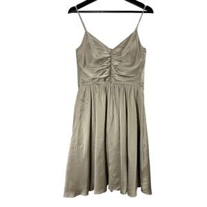 Banana Republic dress sz 4 silk slip dress tank v neck taupe womens NEW